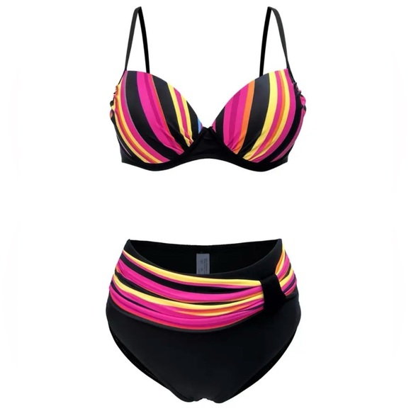 Multicolor Push Up High Waisted Bikini - Picture 2 of 6